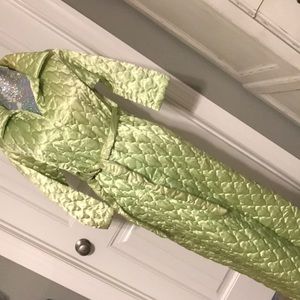 Vintage 1950s Kodel lime green house coat w/ tags